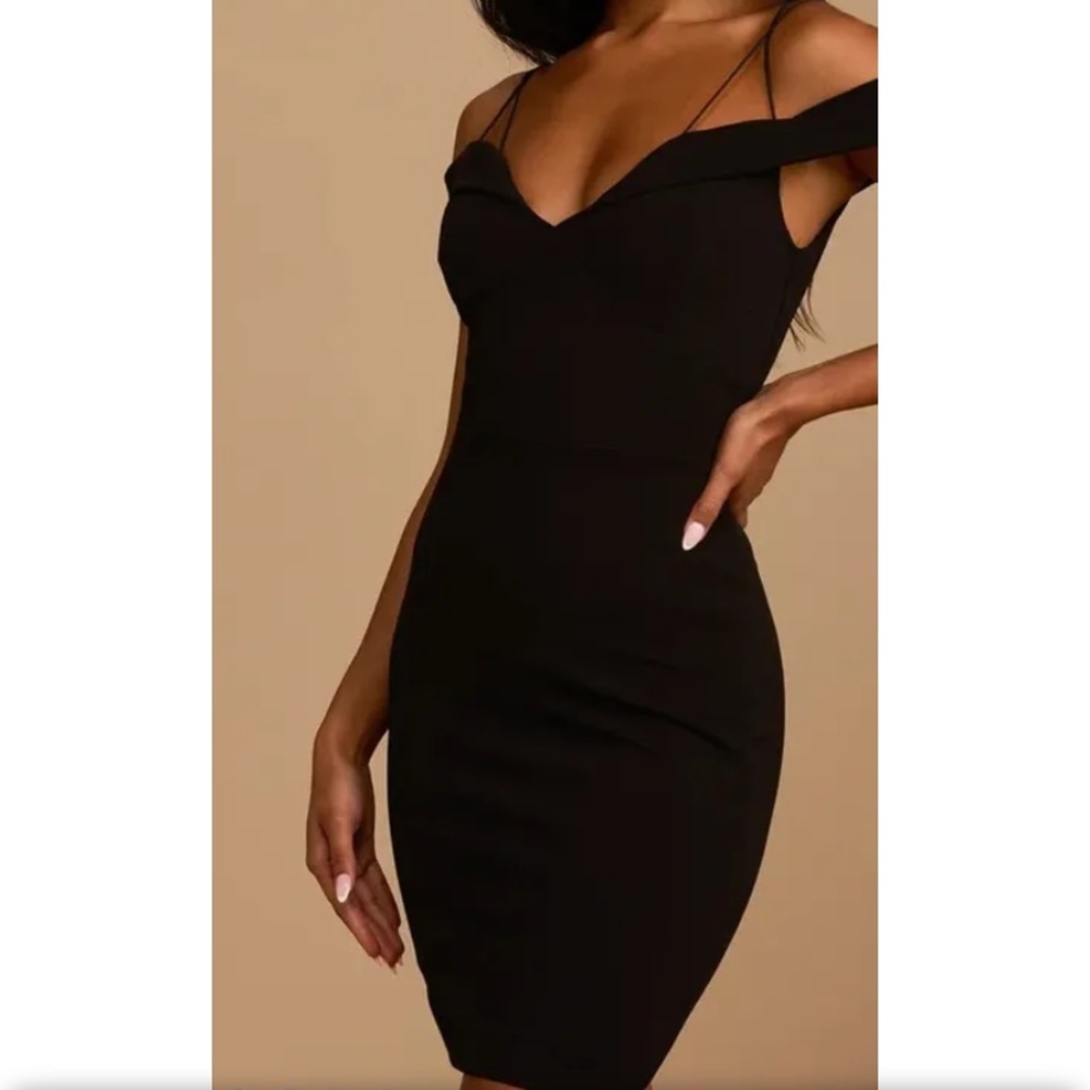 LULUS Reason To Celebrate Black Off the Shoulder Bodycon Mini